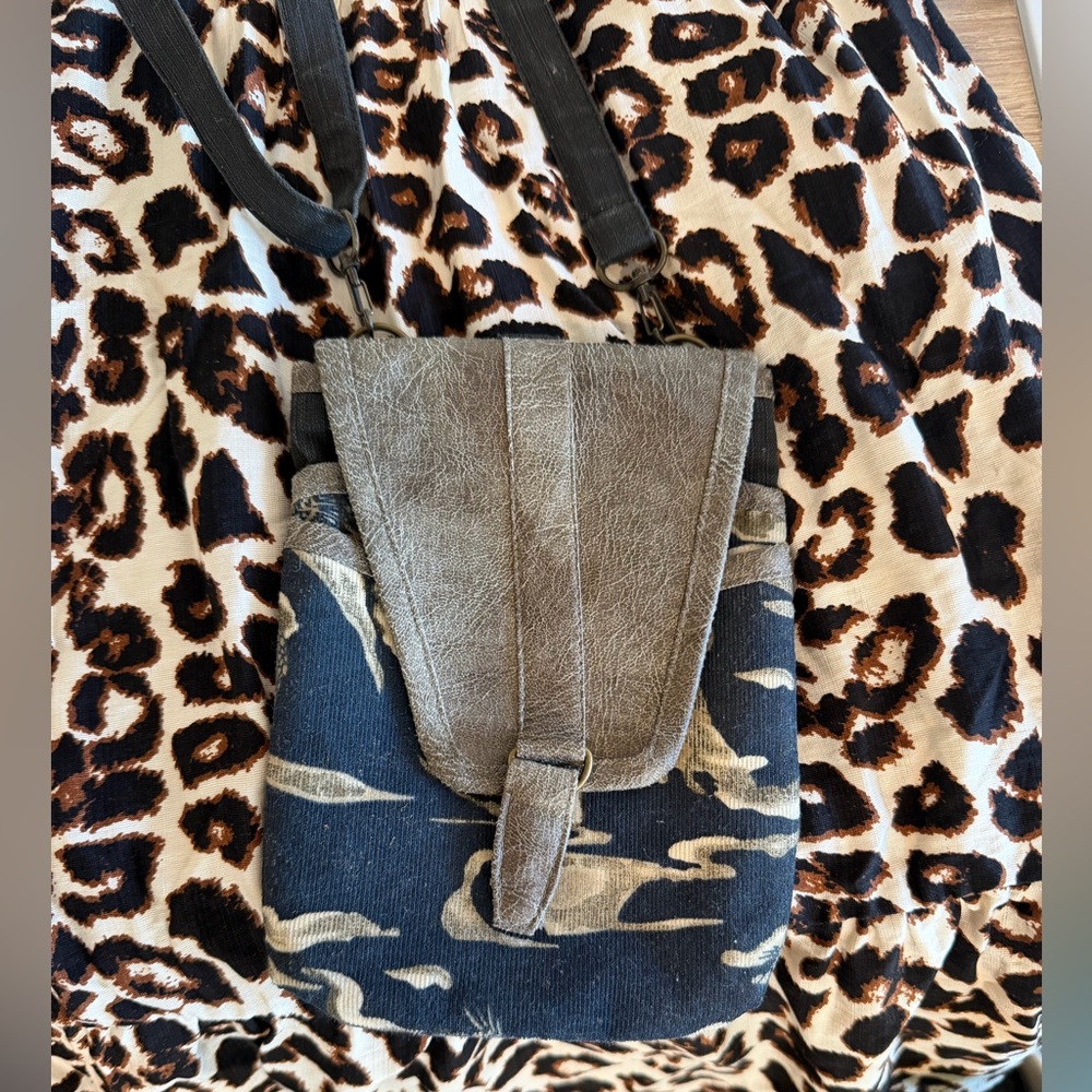 Camouflage and Gray Crossbody Bag